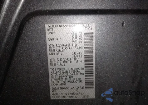 2016 Nissan Pathfinder S from USA, damaged, VIN 5N1AR2MM6GC625266